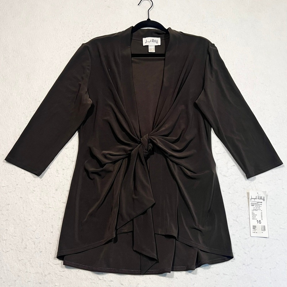 Joseph Ribkoff Brown‎ Knot Front Cardigan Cover Up Women's Size 16 NWT
